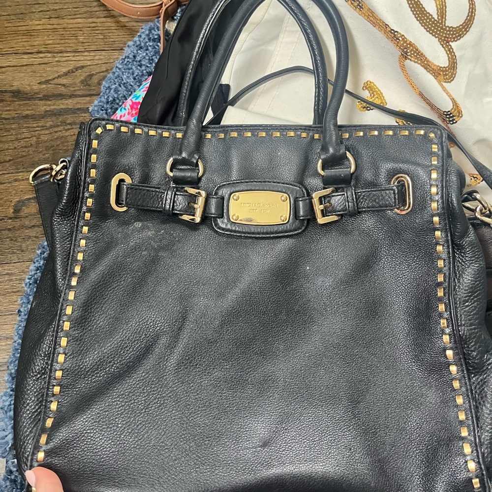 Michael kors large purse with gold accents